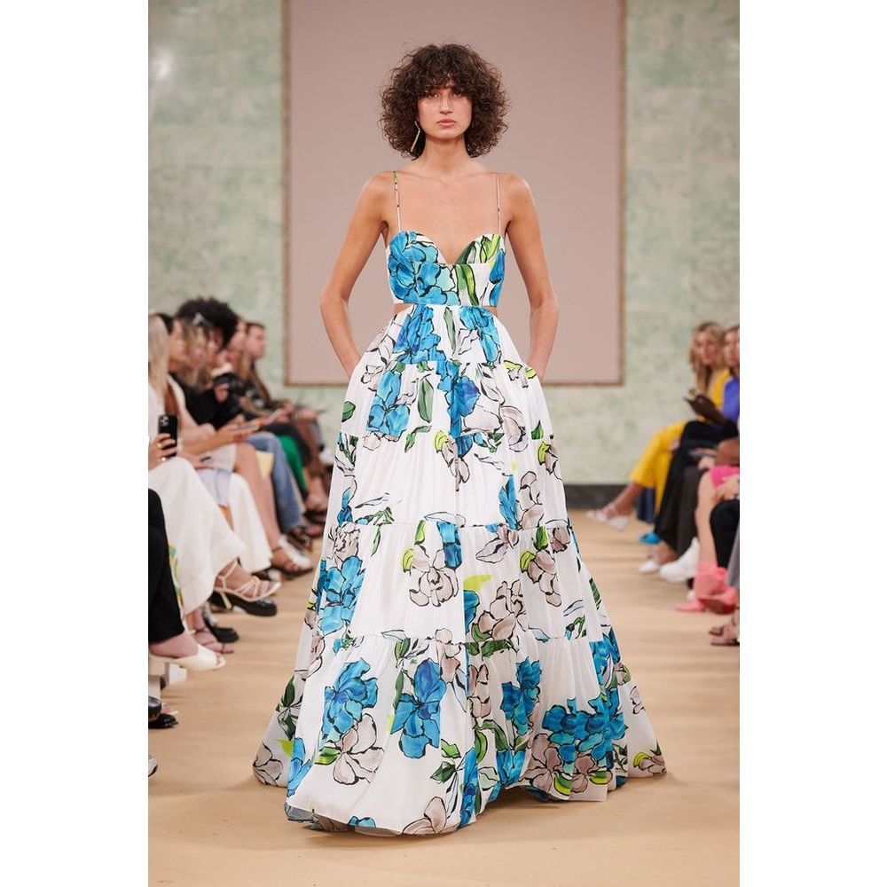 Aje Blue and Green Floral Maxi Dress